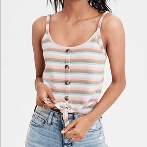 American Eagle striped button tie tank top